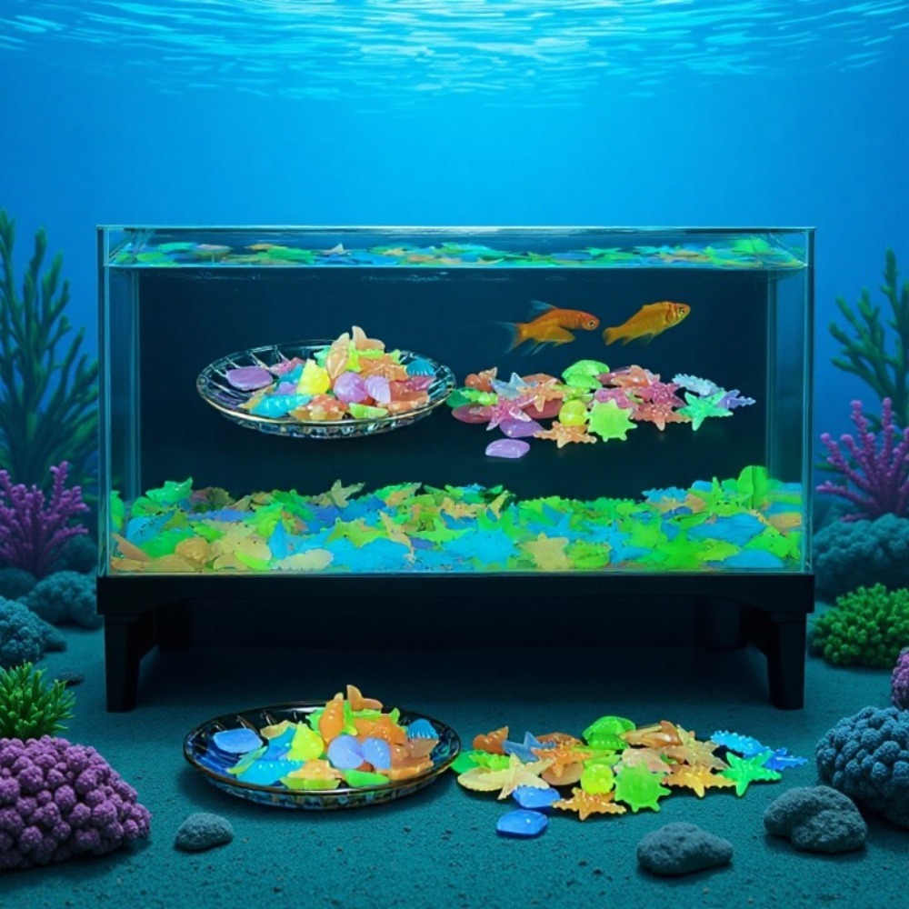 Aquarium Planted Fish Tank - Glowing Luminous Ocean Stones Fluorescent Conch